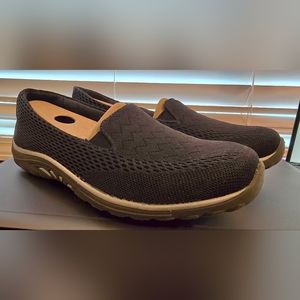 NIB Skechers Womens 7.5M  Navy Fabric Reggae Fest Willows Slip On Loafer 49244